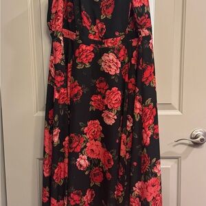 Floral Black and Red Maxi Dress